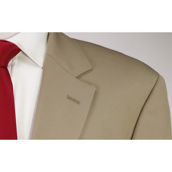 Hugo Boss Solid Tan Super 100's Wool 2-Btn Suit 46L - Picture 4 of 9